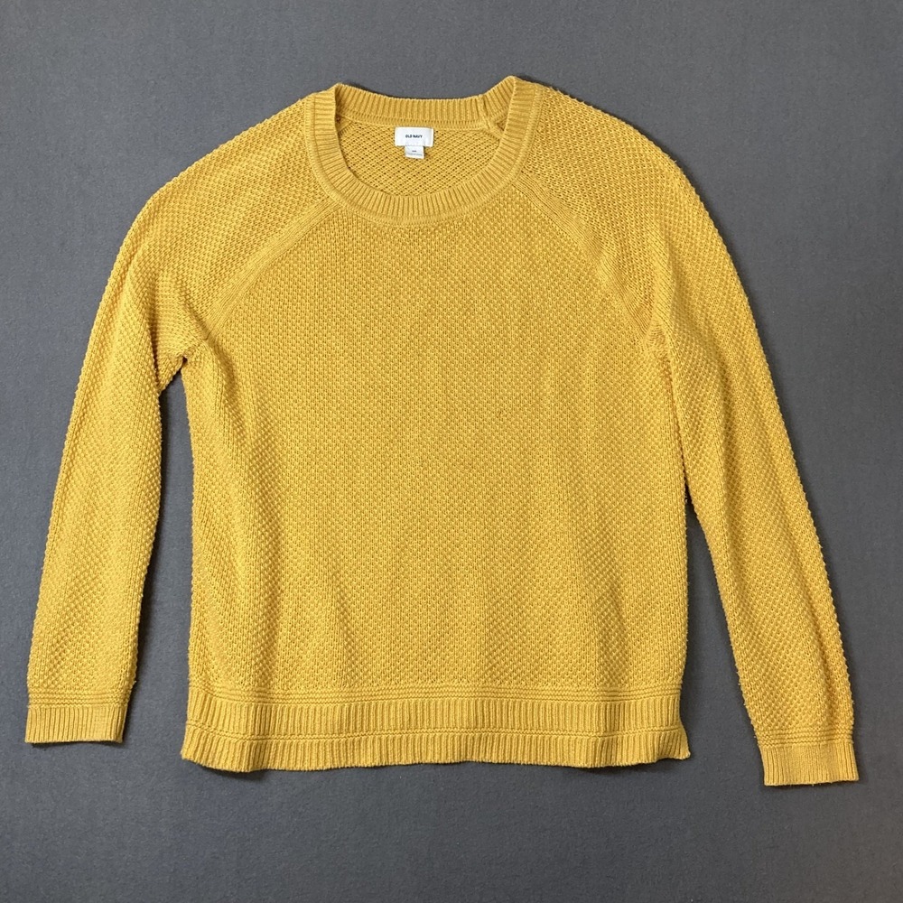 Old Navy Women's 2X Chunky Knit Pullover Sweater Yellow Oversized Crewneck Fall